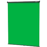 RAUBAY 59.8 x 86.6in Retractable Pull Down Green Screen Chroma Key Backdrop | Collapsible Wall-Mount Background for Professional Video Production, YouTube, TikTok, Streaming, Video Conferencing