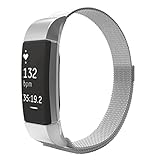 Fitbit Charge 2 Magnetic Milanese Loop Watch Band,Shangpule Stainless Steel Bracelet Strap Replacement Wrist with Strong Magnet lock for Fitbit Charge 2(Silver)