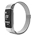 Fitbit Charge 2 Magnetic Milanese Loop Watch Band,Shangpule Stainless Steel Bracelet Strap Replacement Wrist with Strong Magnet lock for Fitbit Charge 2(Silver)