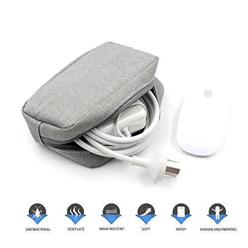 ERCRYSTO Universal Electronics/ Accessories Soft Carrying Case Bag, Durable & Light-weight,Suitable for Out-going, Business, Travel and Cosmetics Kit (Small-Gary)