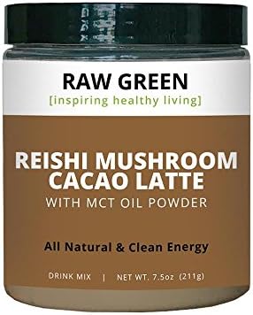 Raw Green Organics Reishi Mushroom and Cacao Latte with MCT Oil Powder