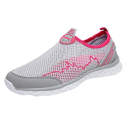 yoyorule Casual Shoes Couple Fashion Casual Mesh Shoes Outdoor Breathable Flat-Bottomed Sneakers Gray