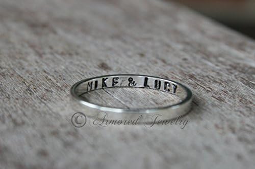 Sterling Silver Names Band Ring - Personalized Couples Names - Stacking Stacker Stackable ring