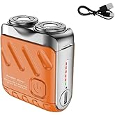 Mini Portable Electric Razor for Men, Travel Beard with Double-Ring Blades, USB Rechargeable Waterproof Mini Shaver, Magnetic Cover, Lightweight Compact Electric Shaver for Home & Travel