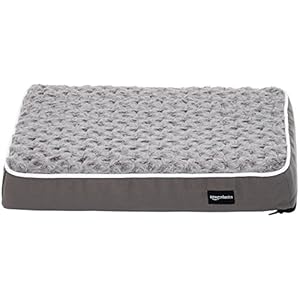 AmazonBasics Ergonomic Foam Pet Dog Bed – 15 x 20 Inches, Grey