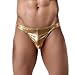 AmyDong Men's Thongs Patent Leather Bag Fashion Shorts Soft Underwear Bulge Pouch Underpants (L, Gold)