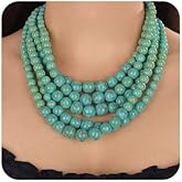 Octwine Bohemian Statement 5 Layer Green Pearl Necklace 1920s Pearl Earrings Vintage Pearl Necklace Bridal Wedding Elegant Minimalist Jewelry for Women