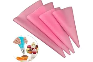 Joyeee 4 Size Reusable Icing Bags, Silicone Pastry Bags Set for Cake Decorating, Baking Supplies for Cookies Chocolate Cupcak