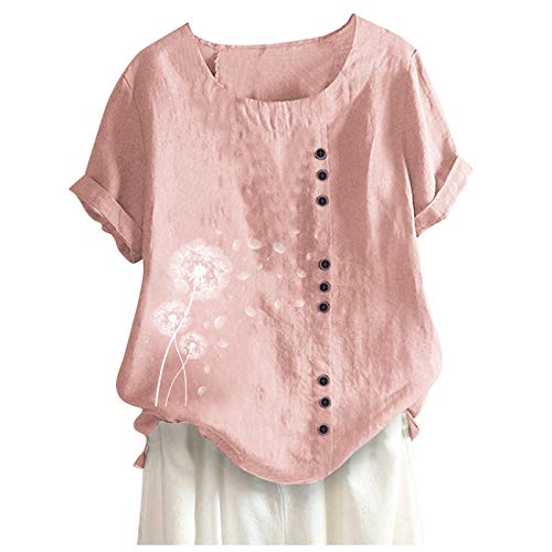 Women's Boho Tanic Shirt Blouse Tops 292 Casual Loose Button Linen