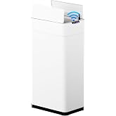 TLSUNNY 16 Gallon Automatic Trash Can, Motion Sensor Garbage bin | Stainless Steel Smart Trash Can W/ Butterfly Lid, Bag Retainer Ring for Living Room, Kitchen, Office (White, 60L)