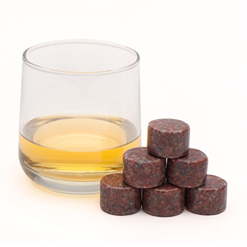 Whiskey Stones - Pure Red Granite - Set Of 6 Round Stones With Display Tray - Thumbnail 4