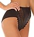 Valmont Embroidered Lace and Satin Hi-Cut Brief Panty BLK, 7