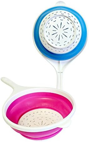 Large Kitchen Folding Space Saving Silicone and Plastic Colander Strainer