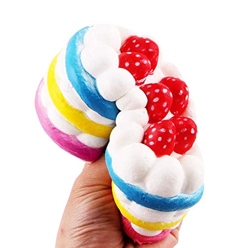 Squeeze Toys, Mochi Squishy Toy Kawaii Oversized Strawberry Cake Model, Slow Rebound Decompression Venting Toy Stress Relief Toys Hop Props Kneading Sensory Toys Gift for Kids Adults (Multicolor) - Thumbnail 3