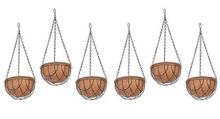 COIR GARDEN Hanging Basket Coco Gardening Pots with Stand (10 Inch) 6 Pieces