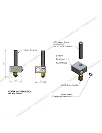 WAHHING Extremo caliente metálico de bricolaje para impresora 3D RepRap con filamento de 1.75 milímetros, boquilla de 0.4 milímetros, 12 voltios, calentador de 40 Watts, extremo caliente de Thermistor NTC 3950
