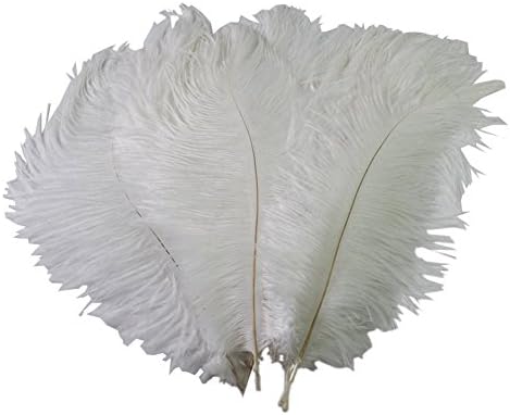 WIBEN Set of 100, 10-12inch Natural Ostrich Feathers Plume for Wedding Centerpieces Party Decoration (White)