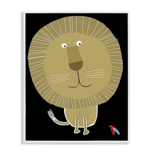 Stupell Industries Lion and Bird Friends White Framed Giclee Art, design by Car…