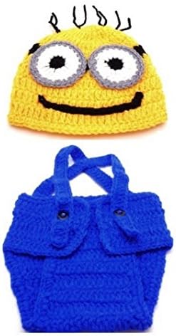 Amazon Co Jp ベビーコスチューム ミニオン 2点セット 寝相アート ハロウィン クリスマス ベビー服 記念撮影 赤ちゃん 毛糸 ハンドメイド ディズニー 写真撮影用 衣装 誕生記念 赤ちゃん服 仮装 かわいい ベビーニット帽 コスプレ 着ぐるみ 出産祝い ベビーアート 100日