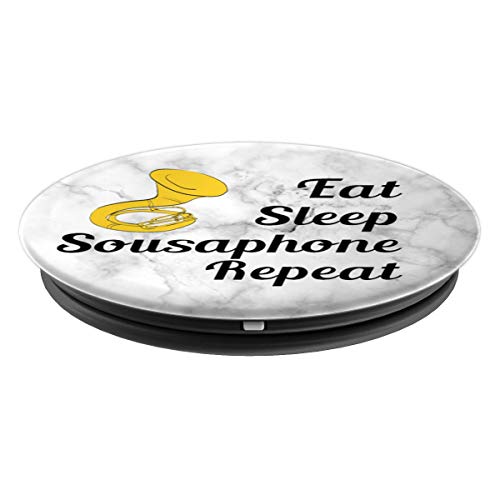 Sousaphone Player Gift - Marble White - Eat Sleep Repeat - PopSockets Grip and Stand for Phones and Tablets