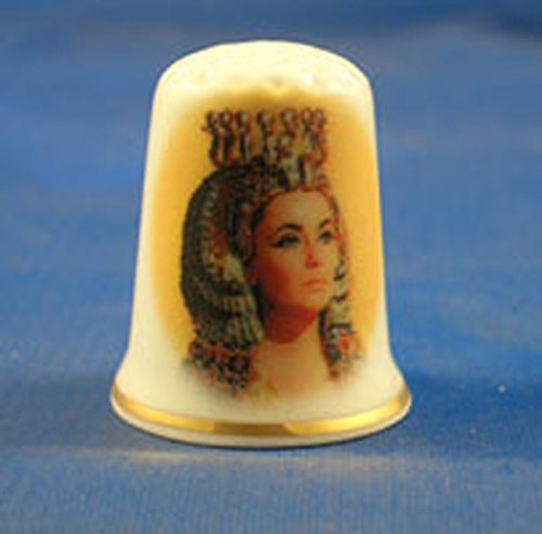 Porcelain China Collectable Thimble - Elizabeth Taylor in Cleopatra - Free Gift Box