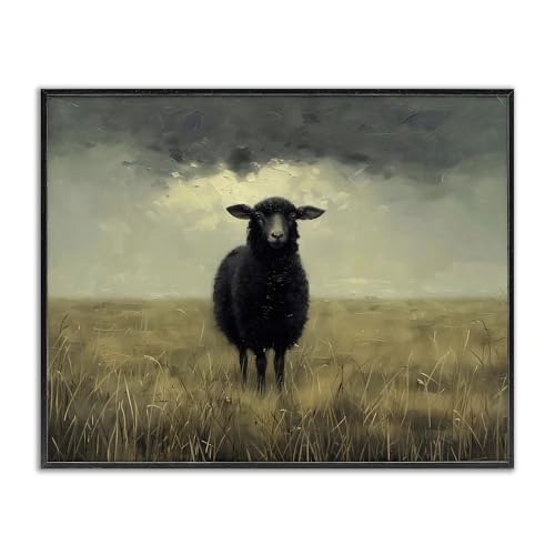 Stupell Industries Black Sheep in Field Black Framed Giclee Art, design by Arli…