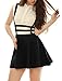 Allegra K Lady Elastic Waist Zip Back Cut Out Detail Suspender Skirt M Black