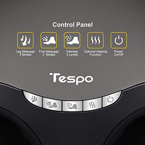 Shiatsu Foot Massager Machine with Heat - Tespo Deep Kneading Therapy, Foot & Leg Air Compression, Relieve Foot Pain from Plantar Fasciitis, Improve Blood Circulation