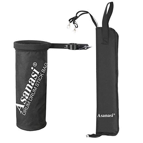 Drumstick Holder and Bag Portable Case Pocket Waterproof for Drum Sticks Mallet Brush Set with Adjustable Clamp, Black