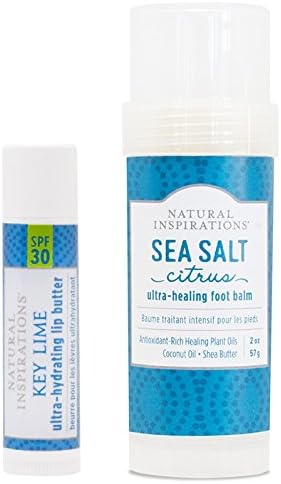 Natural Inspirations Foot Balm and Lip Butter Gift Set, Key Lime and Sea Salt Citrus