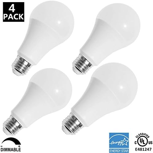 4-PACK 11W Dimmable LED A19 Bulb, 75W Incandescent Equivalent ENERGY STAR UL-listed Omnidirectional A19 Light Bulb, E26 Base 1100lm Warm White 2700K Daylight, 300 Degree Beam Angle
