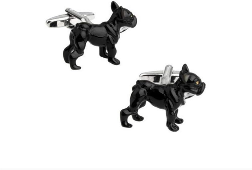 shunlidas Ornaments Fun Animal Paint Series Black Wolf Dog Cuff Links