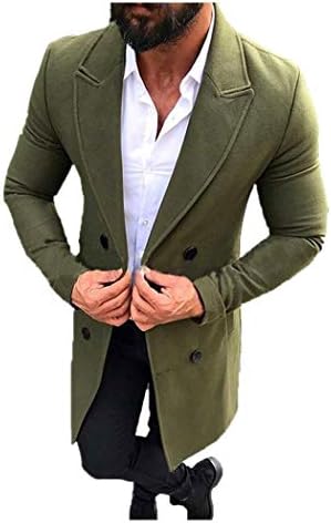 DaySing Men's Long Slim Thicken Trench Jacket Coat Casual Wool Fashion Business Overcoat