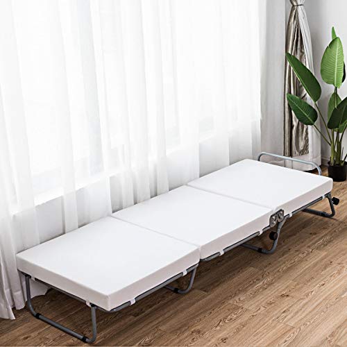 White Soft Comfort Convertible Bed Folding Couch Mattress Lounge Sleeper Space Saver - Thumbnail 5