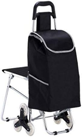 Mini Lightweight Aluminum alloy 6 Wheel Grocery Shopping Trolley Cart with Chairs , black