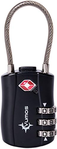 TSA Cable Lock for Luggage – Small 3 Dial Combination Padlock Ideal for Travel – Added Security for Suitcases and Backpacks