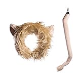 Wildlife Tree Plush Lion Ears Headband and Tail Set for Lion Costume, Cosplay, Pretend Animal Play or Safari Party Costumes