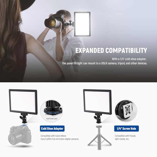 Neewer 9" LED Video Light Panel, Dimmable DSLR Camera Soft Lighting, 4000mAh Rechargeable Battery, USB Type C Ports, 3200K~5600K CRI95+ 600Lux for Photography Video Recording Live Streaming, NL-116AI