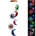CXFF LED Solar Sun and Moon Wind Chimes Outdoor - Waterproof LED Changing Light Color Wind Chime, Six Suns and Moons Wind Chimes for Home, Party, Night Garden Decoration