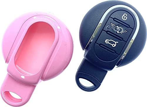 Gloss Hard Plastic Shell Case For Mini Smart Key Fob Compatible With Mini 2014-20 Hatch Cabrio Coupe CountryMan PaceMan ClubMan F54 /F55 56 57 60 R60/61 + Clear Button Cover (PINK)