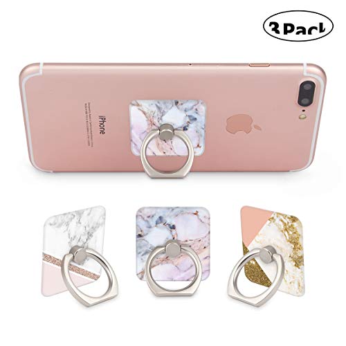 Three Pack 360 Degree Rotating Phone Ring Holder Stand Grip Kickstand for Cellphones,Smartphones and Tablets-Marble