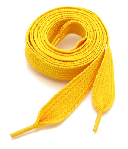 Thick Flat 3/4" Wide Shoelaces Solid Color for All Shoe Types (Gold)