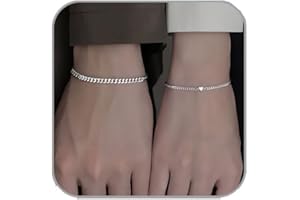 ANGLEQUEEN 2 Pcs Matching Couple Bracelets for Men Women Permanent Bracelet Touch Bracelets for Couples Pinky Promise Friendship Bracelets Matching Bracelets for Couples Valentine's Day Gifts