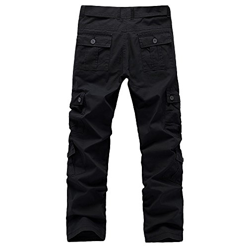 Edenun Mens Trousers Multi-Pocket Combat Zipper Waist Casual Work Activewear Army Cargo Pant with Pocket Black - Thumbnail 2