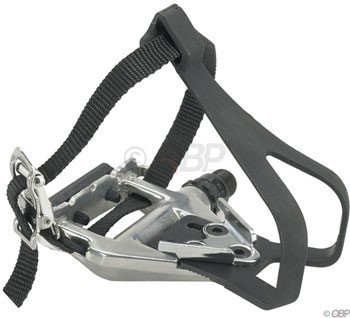 Wellgo LU-961 Road Pedals Silver with Clips & Strap Road Bike Pedals