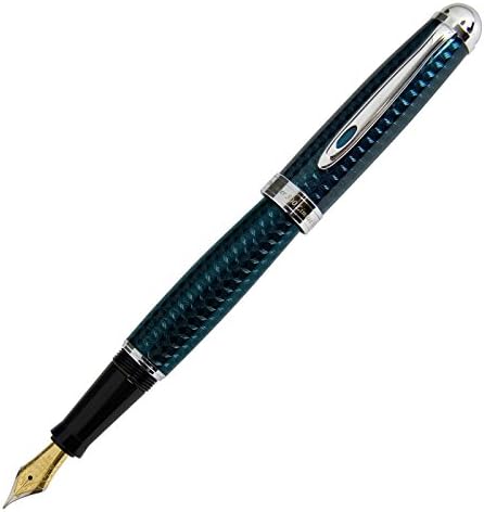 Xezo Brass Fountain Pen in Steel Blue Finish (Freelancer Blue F)