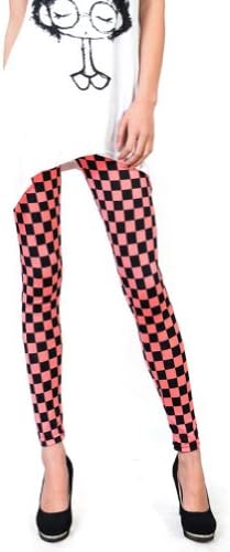 LOCOMO Neon Color Checkers Check Grid Legging Tight (S-M) PNK FFT097PNK
