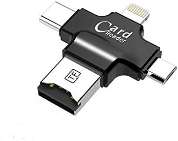NSinc-4 in 1 OTG Card Reader, 4 ports Apple lightning + Type C + Micro USB + USB Card reader, works like iflash, idisk, compatible with iPhone x / 8 / 8 plus / 7 / 7 plus / 6 / 6s / 6s plus / 5 / 5s / 5c/ Type C devices / Android devices, SDHC lightning flash drive