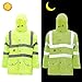 High Visibility Safety Reflective Jacket 7-in-1 Waterproof Work Coat Class 3 High Visibility Hoodie with Detachable Hook(XL)