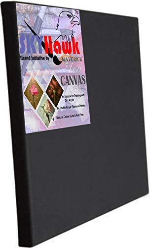 SKYHawk Black 12"x30" Cotton Medium Grain Pre Stretched Canvas
